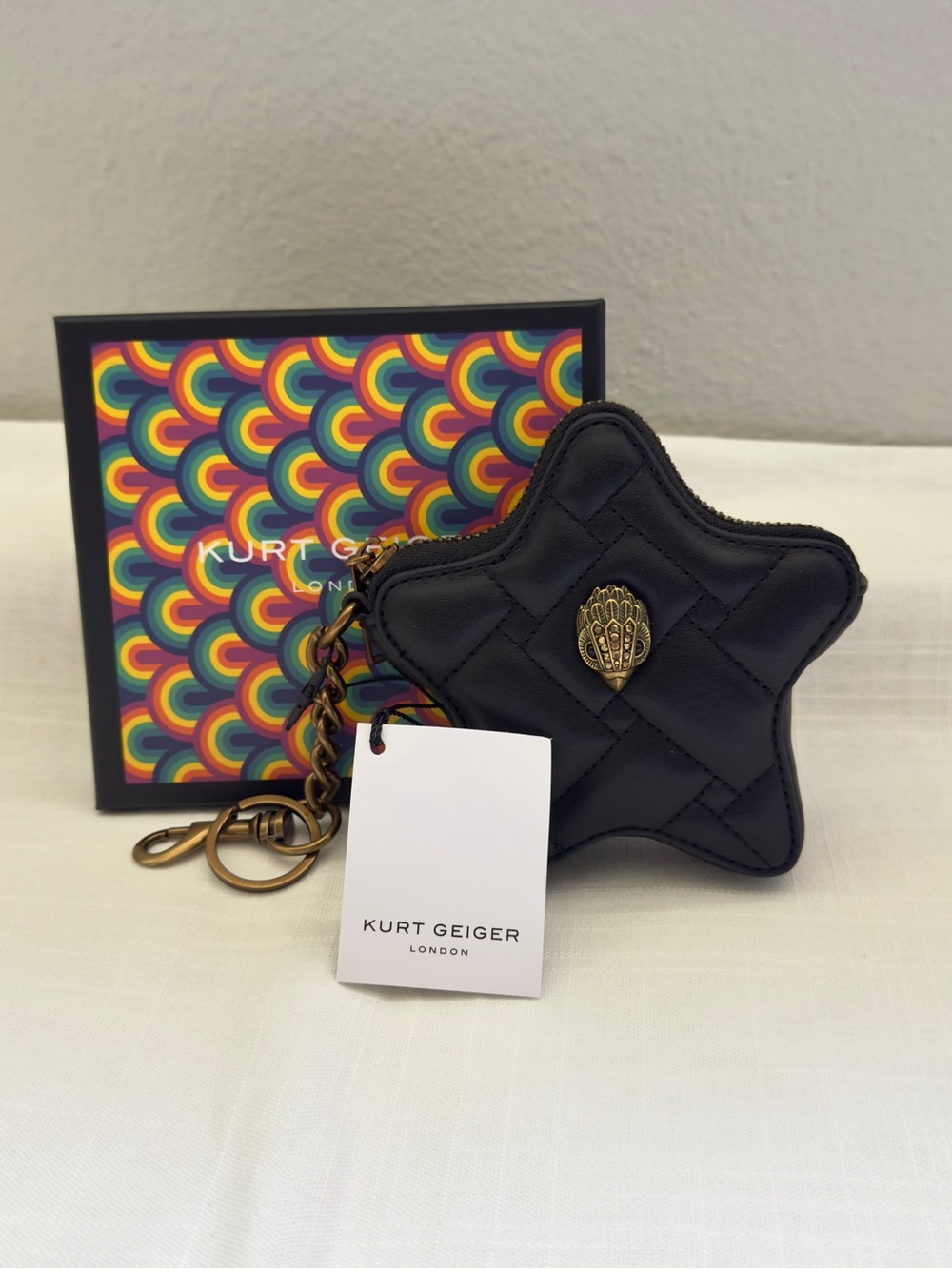 NWT⭐️ Kurt Geiger London Black Kensington Heart Mirror Bag Charm